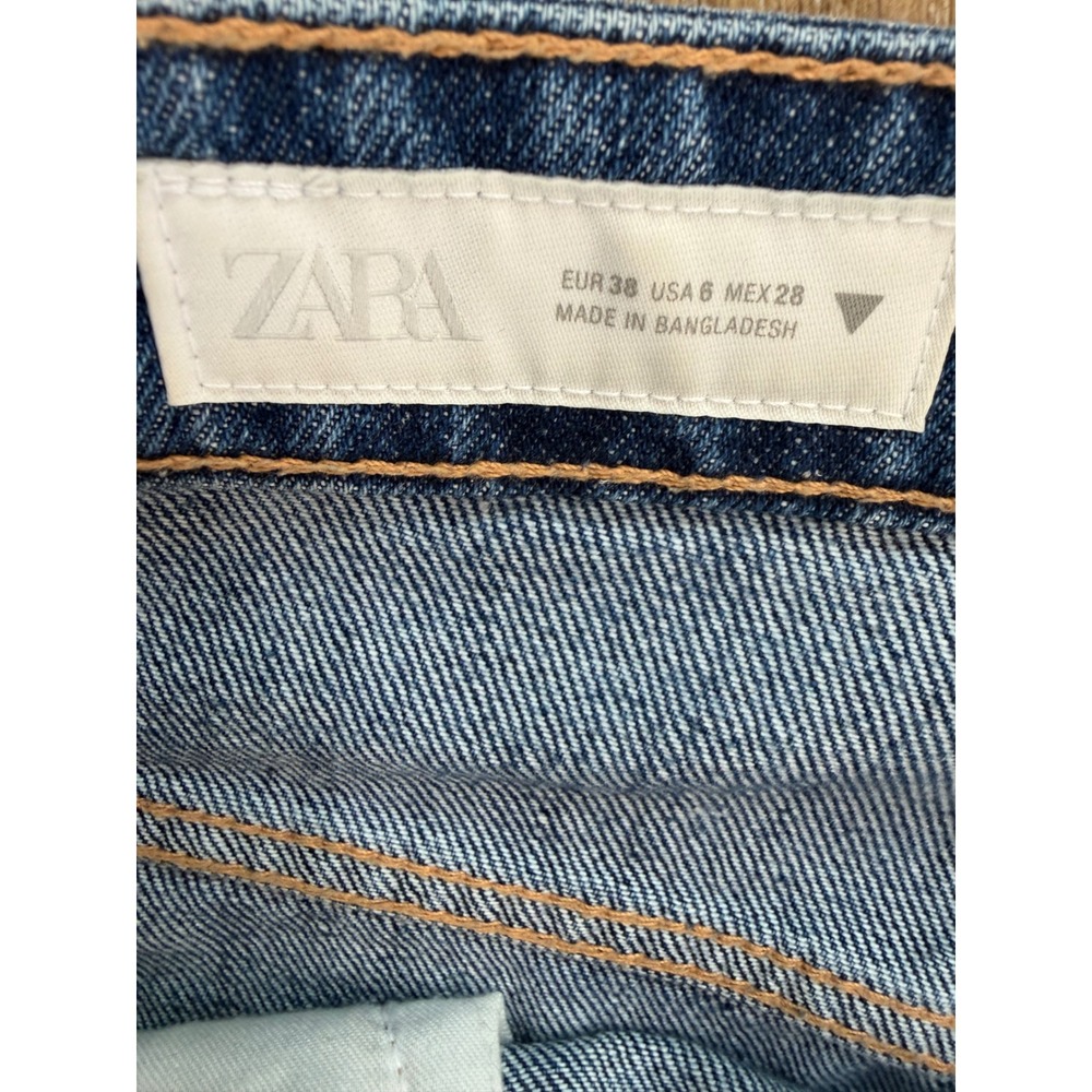 Zara Wide Leg Jeans Womens 6 Blue High Rise Baggy Denim Oversized Grunge Skater - Picture 2 of 9